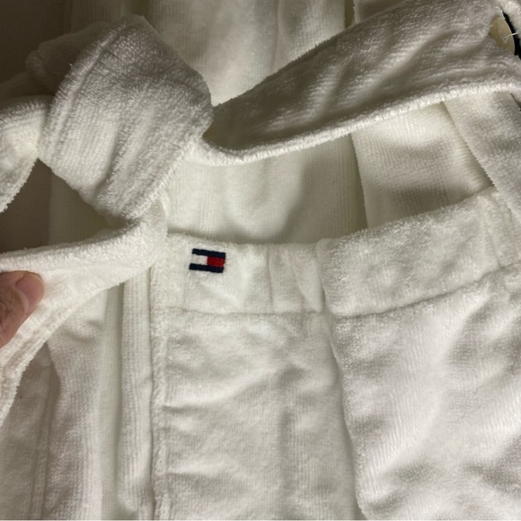 Tommy Hilfiger White Terrycloth Long Bath Robe Housecoat Oversized Belted Unisex - Picture 5 of 7